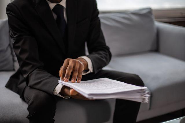 a person reviewing paperwork